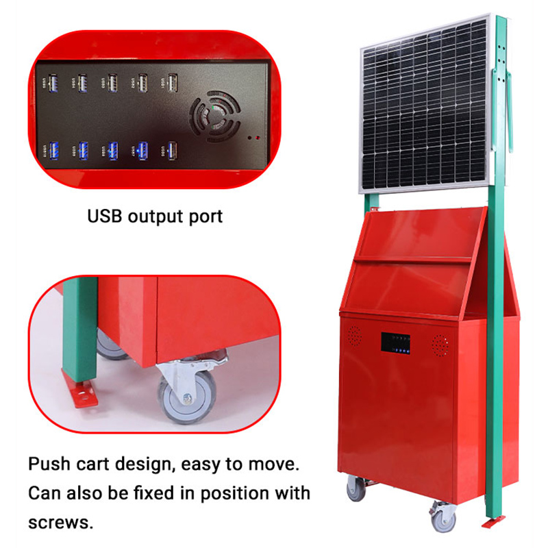Portable Solar Charging Kiosk Power Bank Stasiun Pengisian Ponsel Surya