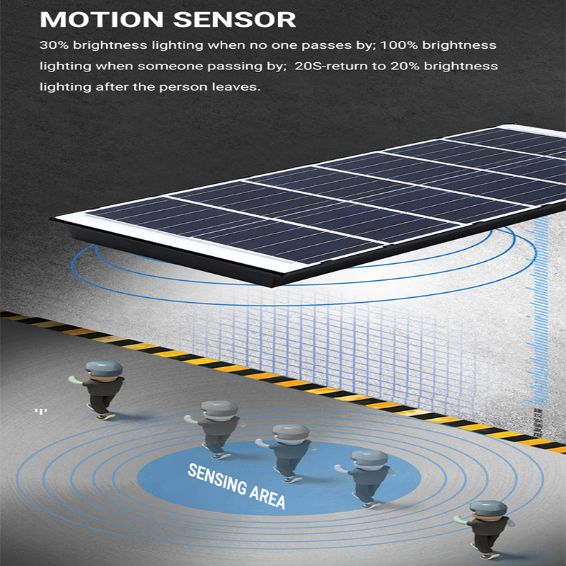 Sensor Gerak 100w 200w 300w Lampu Jalan Tenaga Surya Terintegrasi Besar