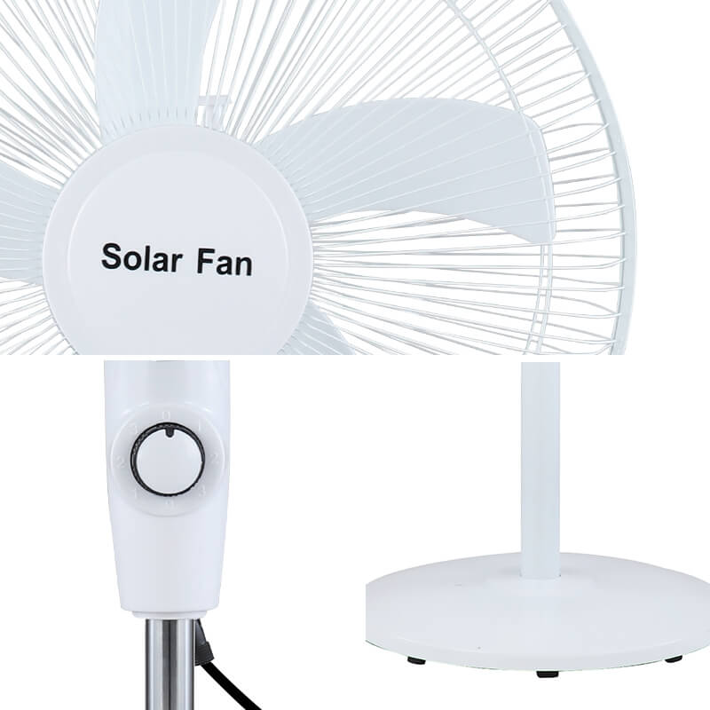 16 inci 5-Blade Oscillating Adjustable Standing Pedestal Solar Fan