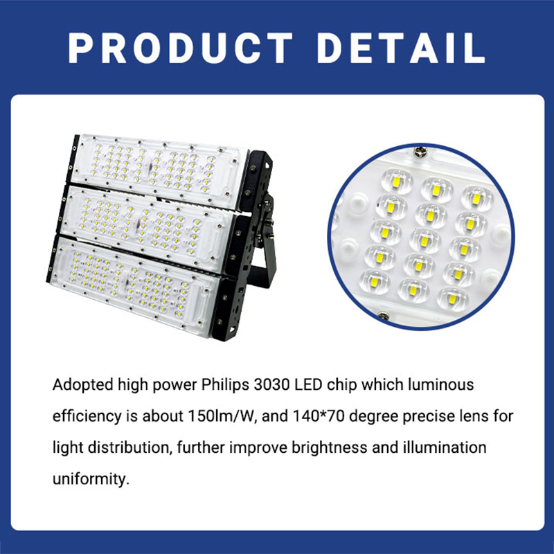 Sudut Pencahayaan Lebih Luas Led Lampu Stadion Sepak Bola 100W 200W 300W Lampu Banjir Surya