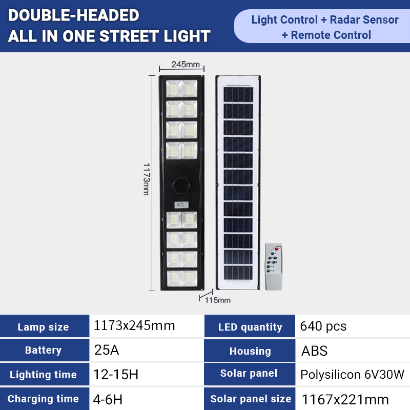 Desain Berkepala Dua Outdoor All in One Solar Street Light